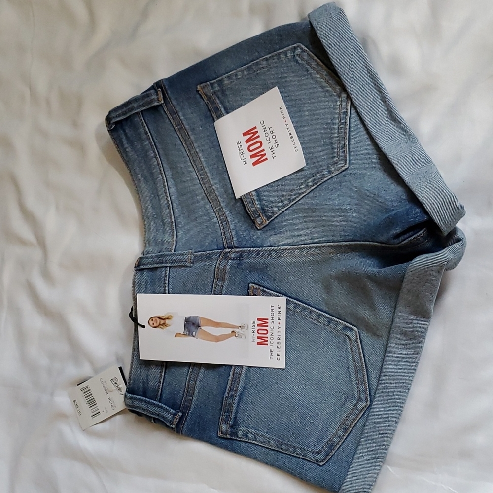 Celebrity Pink Jean Shorts Distressed Stretch High Rise Mom Jeans Blue 25 - Picture 4 of 4